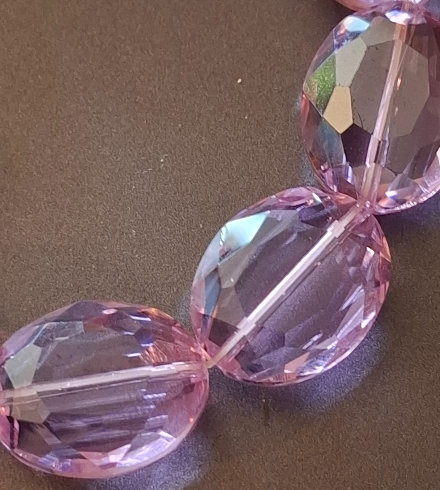 Vintage Jewelry Oval Faceted Crystal Lavender Beads Stretch Elastic Bracelet