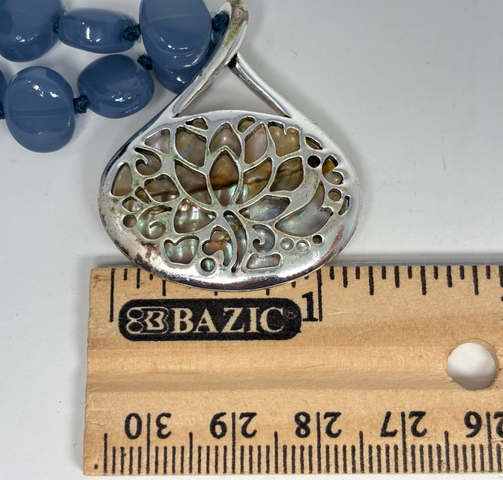 Lot 3 Vintage Costume Jewelry Necklaces Pendants Monet Avon Abalone Blue Beads