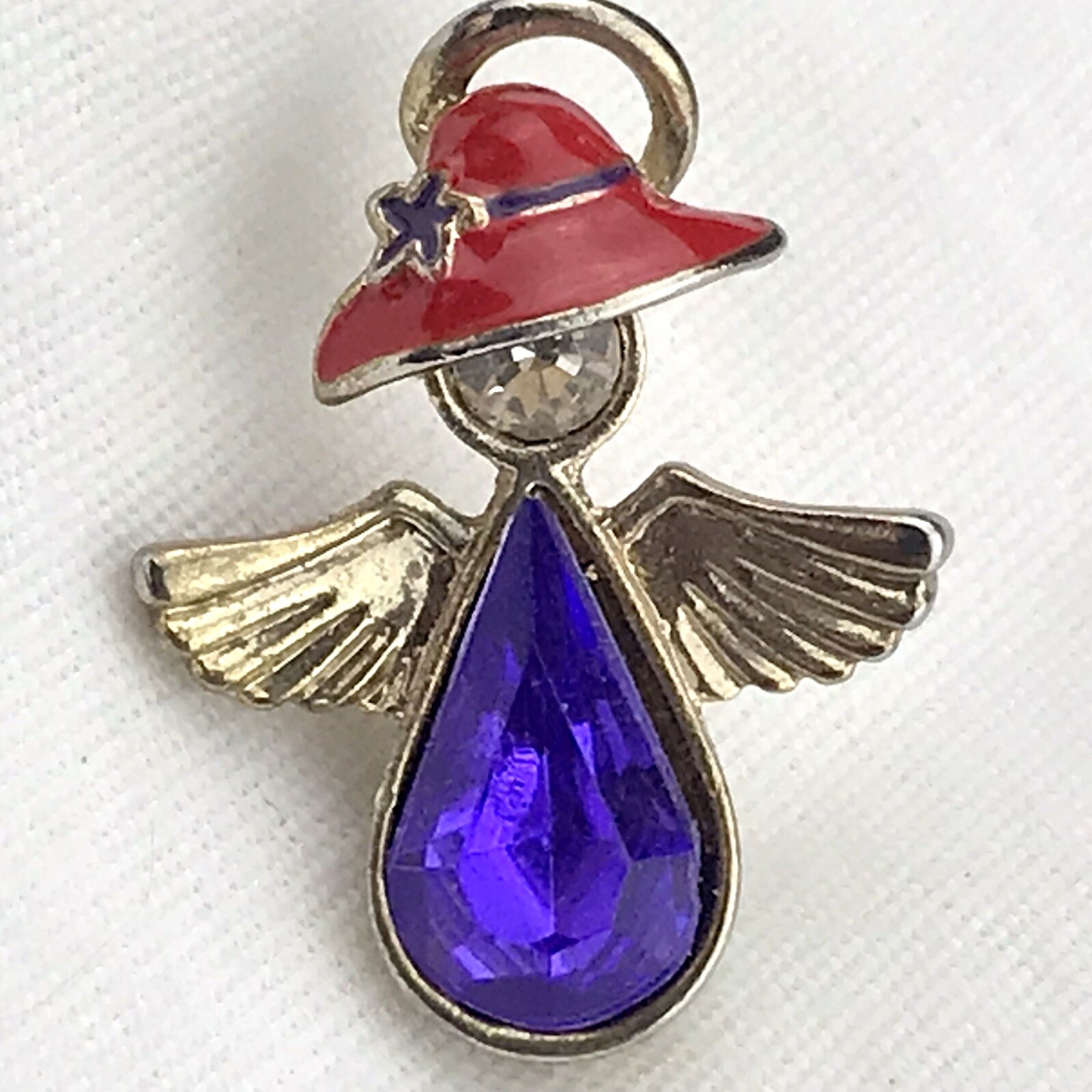 Red Hat Society Vintage Angel Pin Silver Tone Brooch C Clasp Collectible