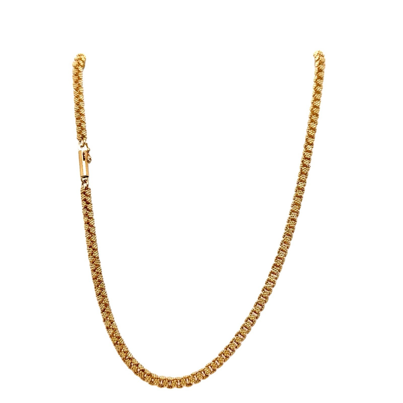 Vintage 14k Yellow Gold Long 31″ 3.3mm Textured Beaded Chain Necklace 39 Grams