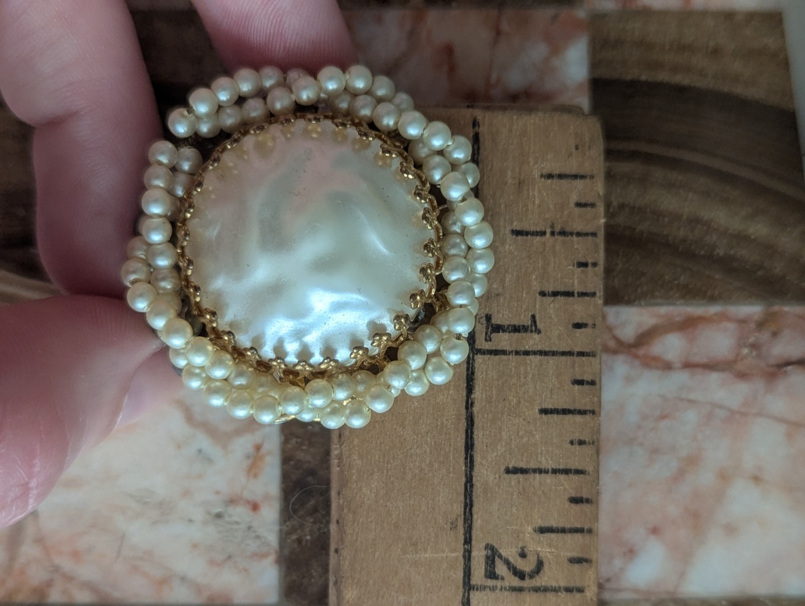 Miriam Haskell Large Pearl Ornate Cluster Statement Art Earrings Vtg Jewelry