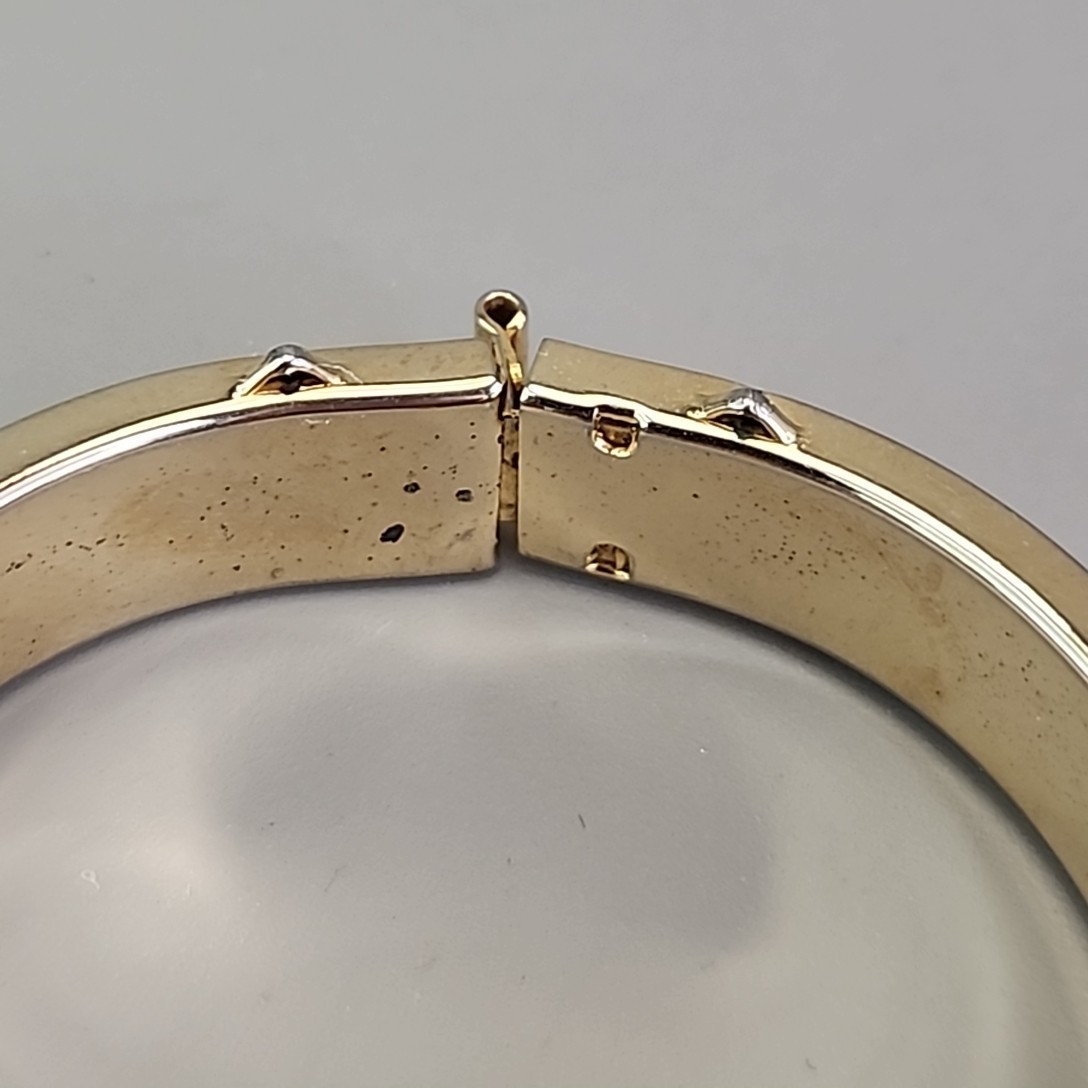Vintage Bangle Bracelet 1cm Glossy Gold Tone 6.75″