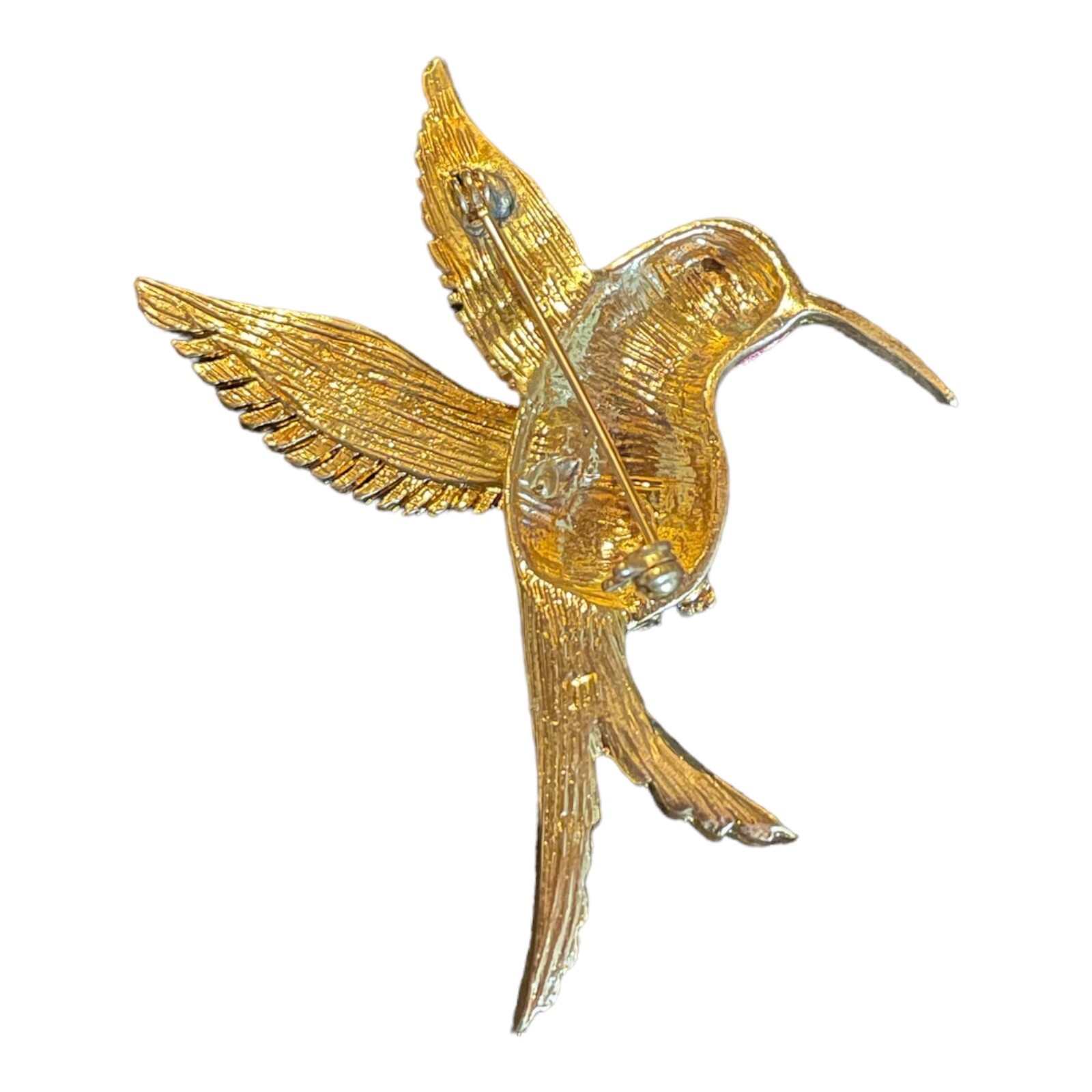 VTG Women’s White Stag Multi Color Enamel Hummingbird Broach Pin Fashion Jewelry