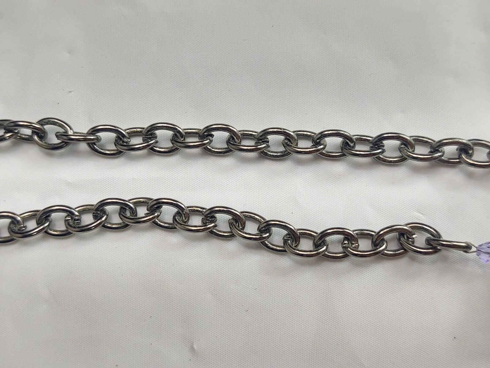 Vintage Beaded Necklace Silver Tone Purple Beads Crystals Toggle Closure Jewelry