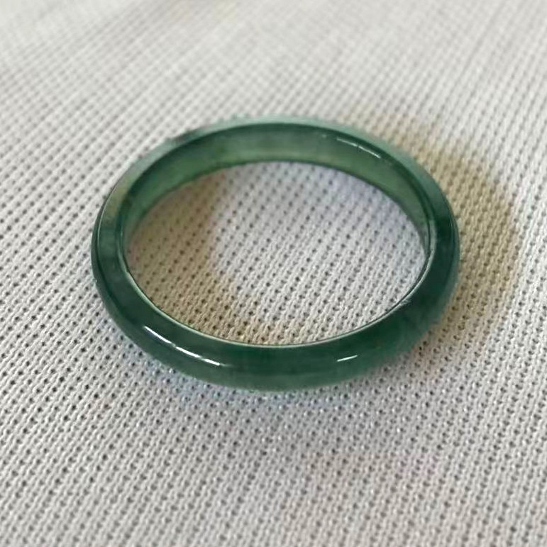Size 8, Hi-grade Translucent Burmese Natural Green Jade Jadeite Ring Band