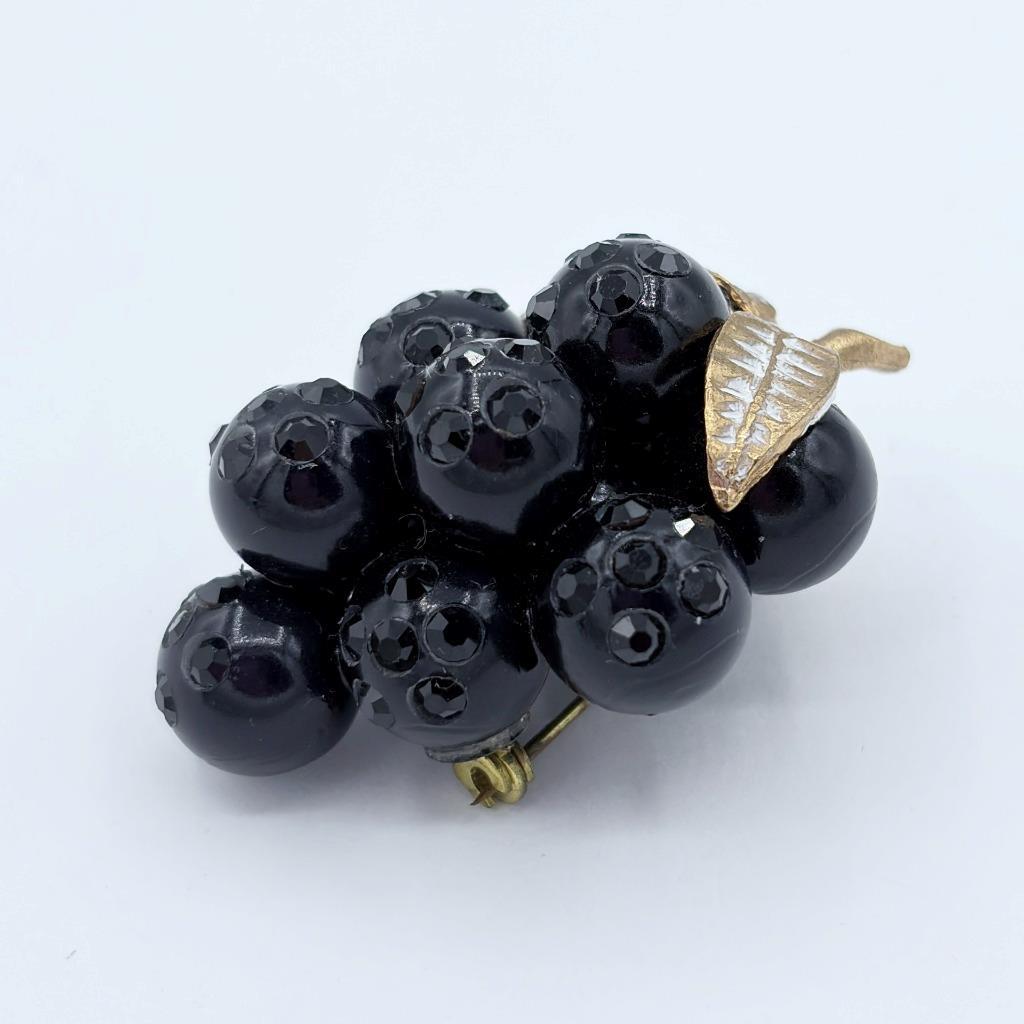 Vintage Austrian Austria 1940’s Forbidden Fruit Large Bunch of Black Grapes Pin