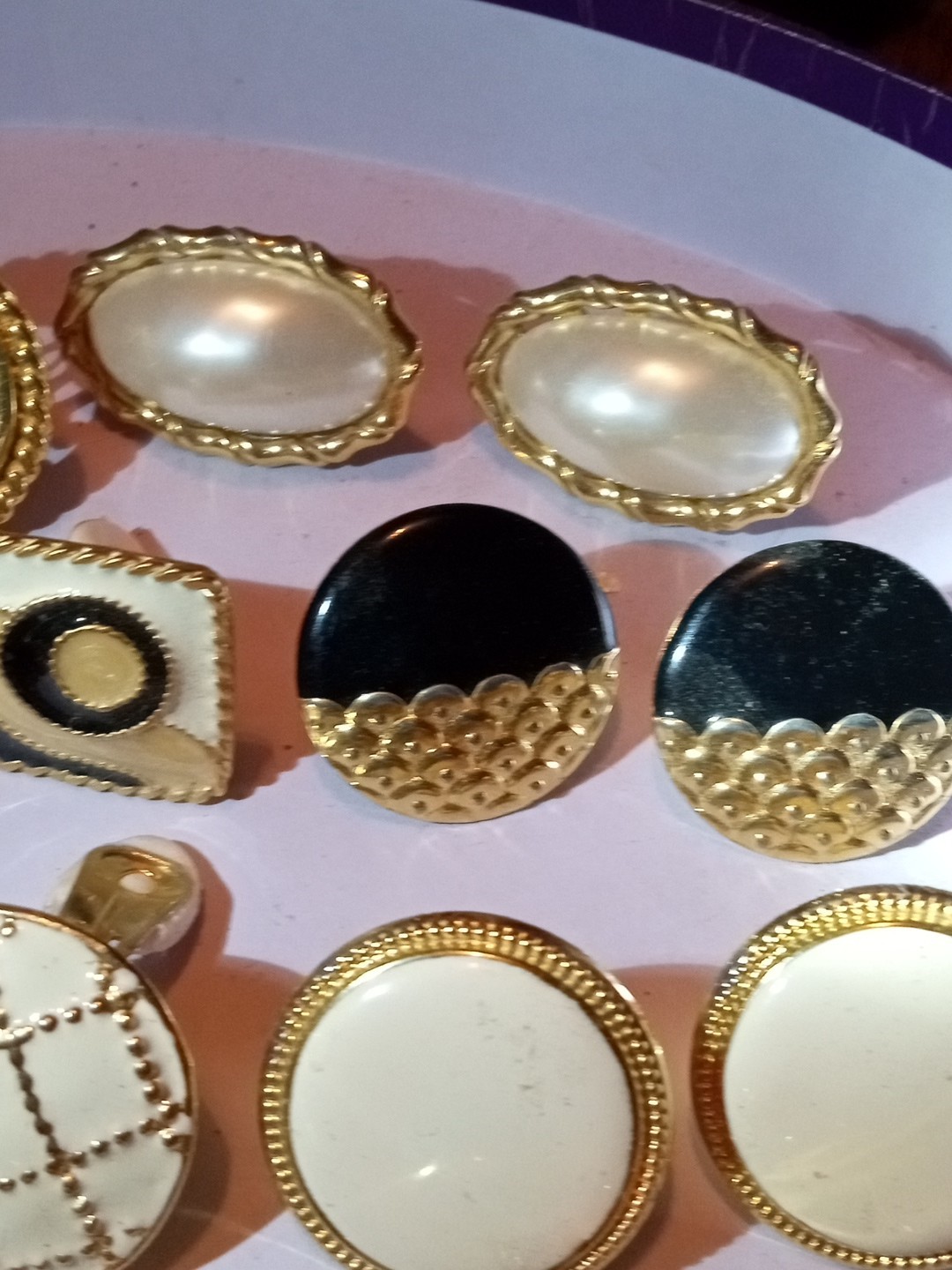 Vintage Big Chunky Gold Tone Statement Earrings Lot Clip On Enamel Rhinestone EC