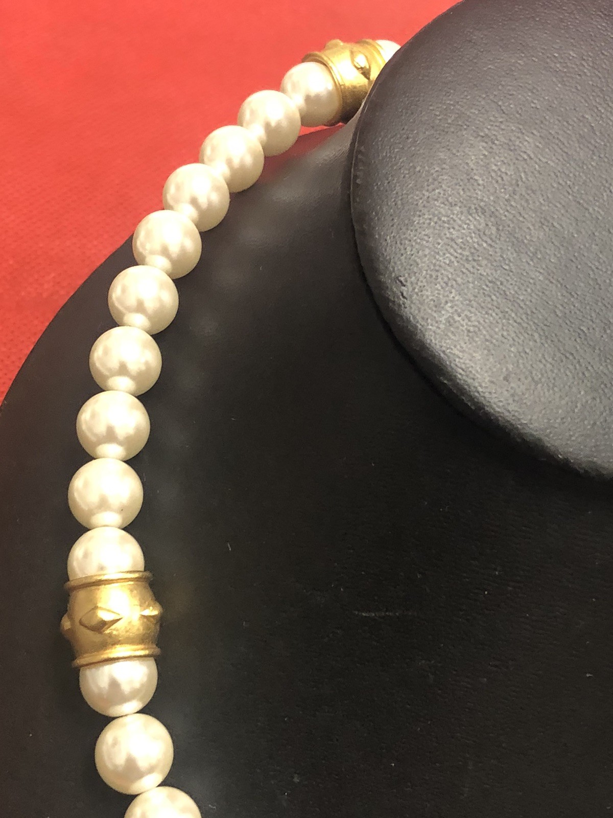 VTG NOS NAPIER GOLD TONE FAUX 10 MM PEARLS 30″ LONG NECKLACE