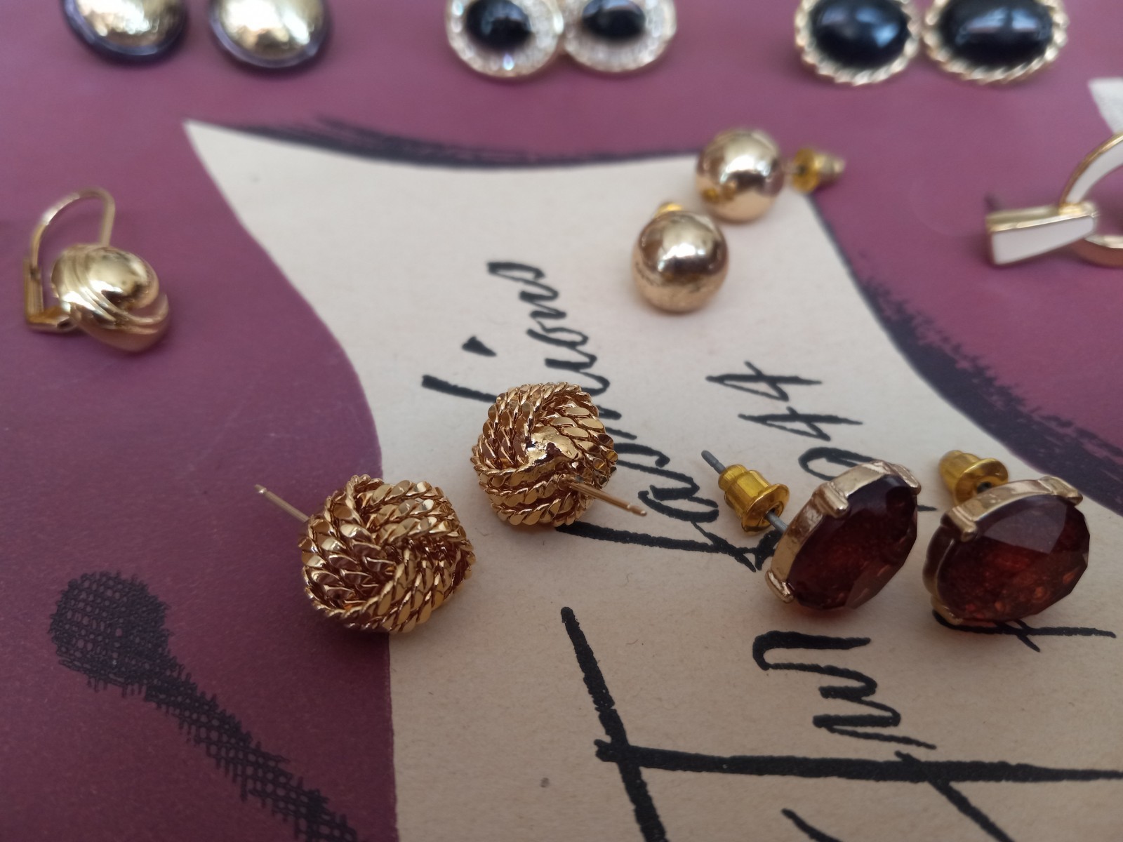 15 Pair of Vintage Pierced Earrings Monet , Trifari , Revere Gold Tone Fashion