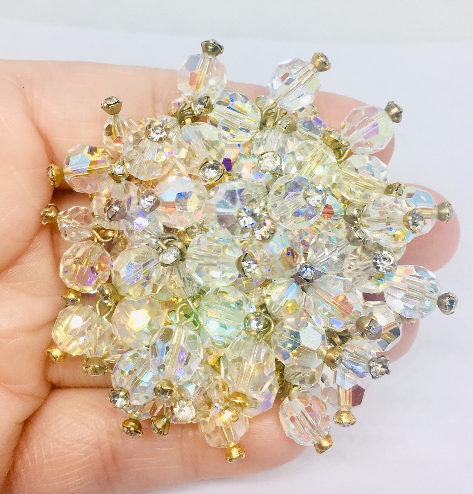 Juliana Delizza & Elster Huge AB Cha Cha Brooch & Earrings Demi Vintage Jewelry