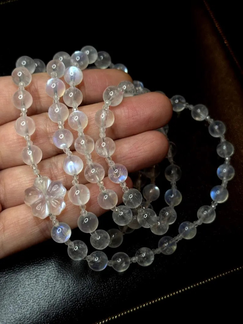 necklace moonstone rock crystal Art Deco style