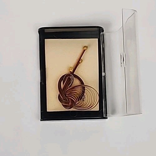 Vintage Natural Bamboo Brooch Pin Dainty Fall Colors Handmade Unusual