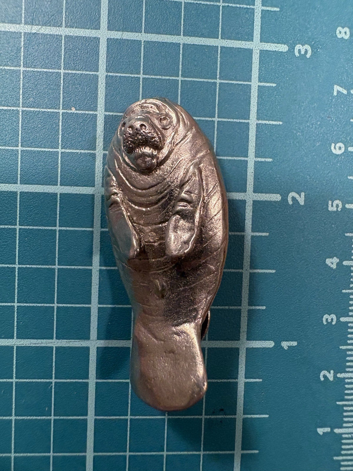 Vintage Pewter Walrus Manatee Lapel Pin Funny Sea Cow Animal Brooch Tie Tack