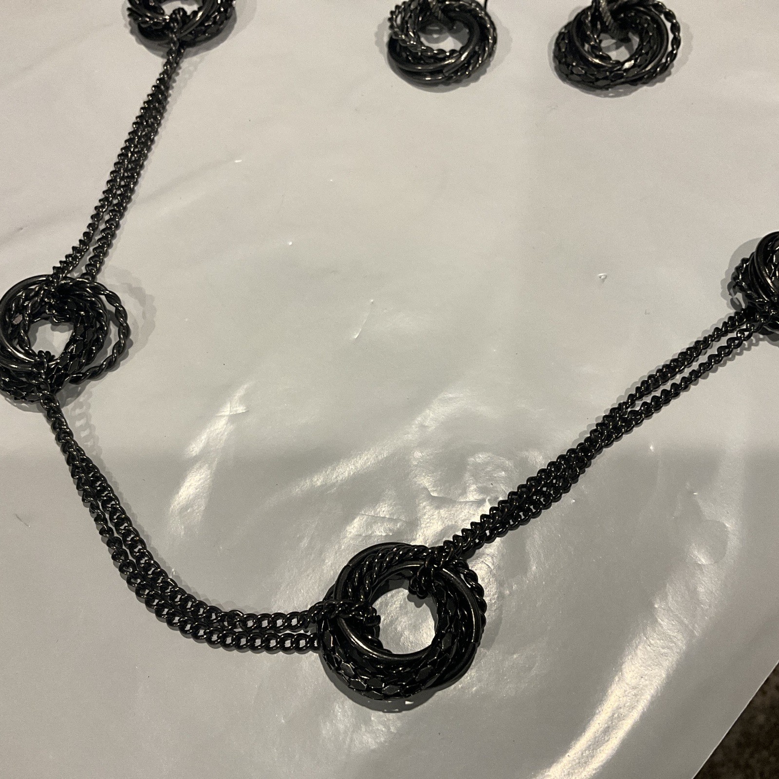Vintage Necklace And Earrings Set Knotted Rope