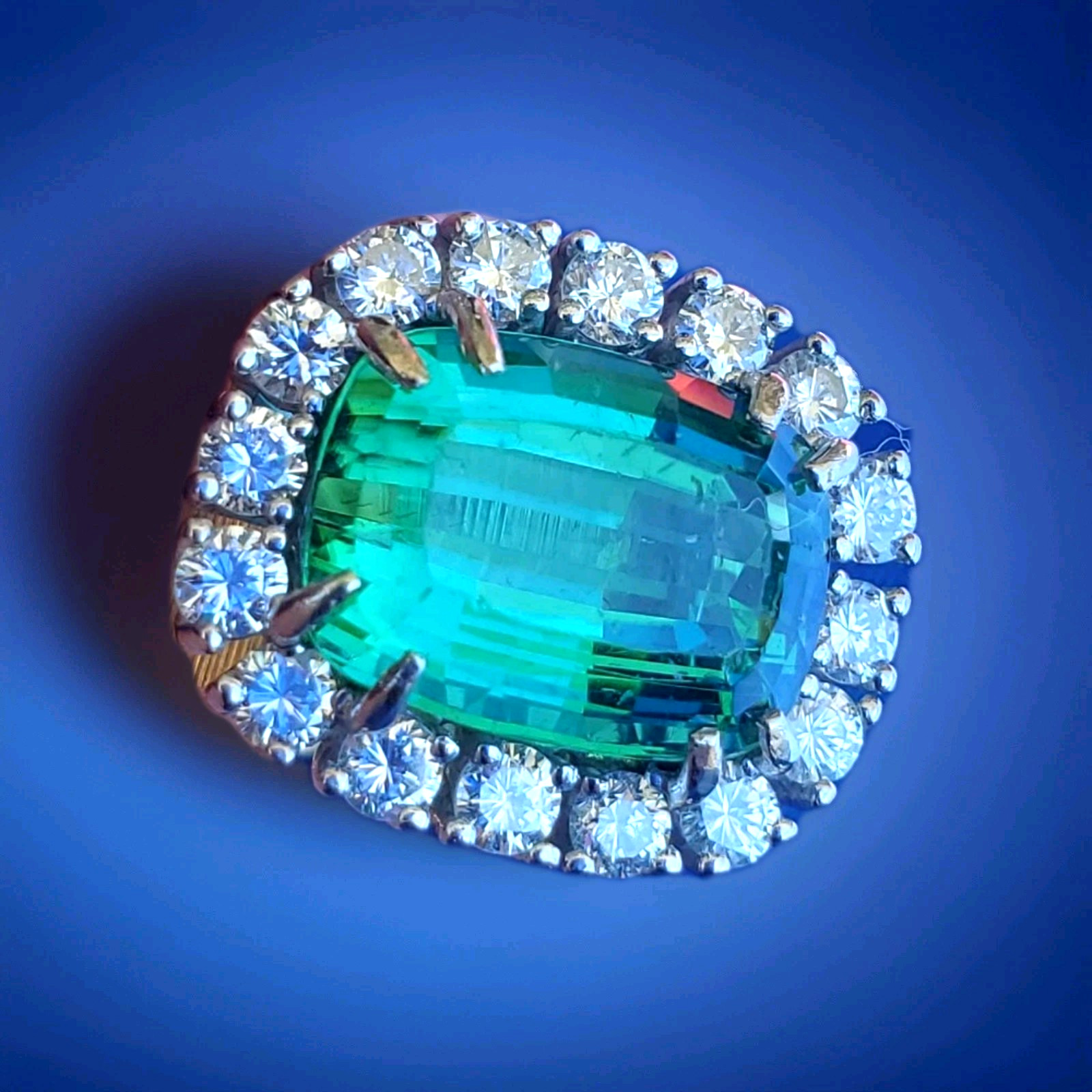 EARTH MINED Sea foam Blue Green PARAIBA Tourmaline DIAMOND Designer Deco Ring