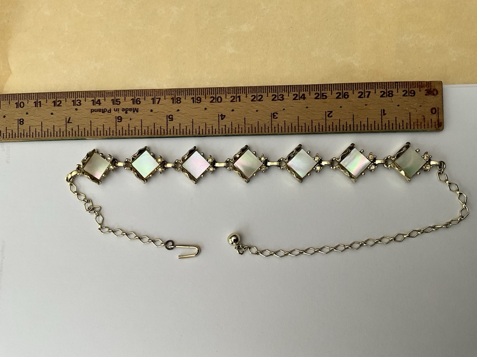 Gold Tone Square Link Cable Chain Necklace Adjustable Hook Closure