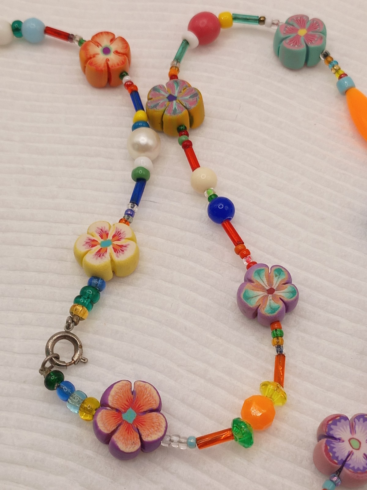 Vintage Multicolor Whimsical Rubber Glass& Acrylic Beaded Necklace 24″