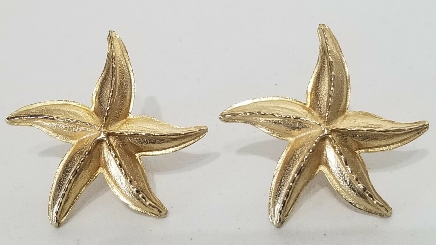 Vintage Gay Boyer Gold Starfish Clip on Earrings