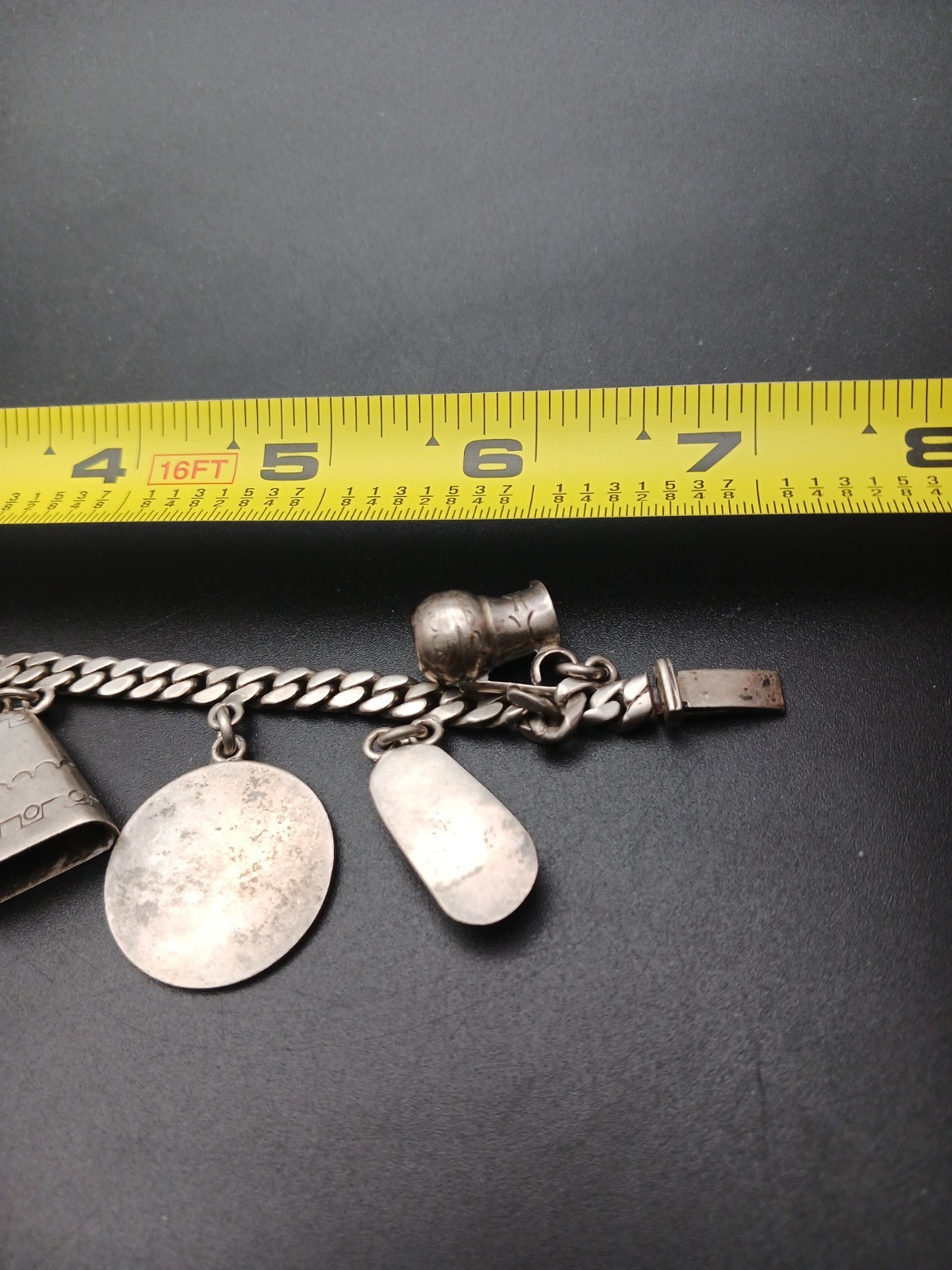 Vtg ROSI Mexican Sterling Silver Charm Bracelet 44g Aztec Calendar Sombrero 925