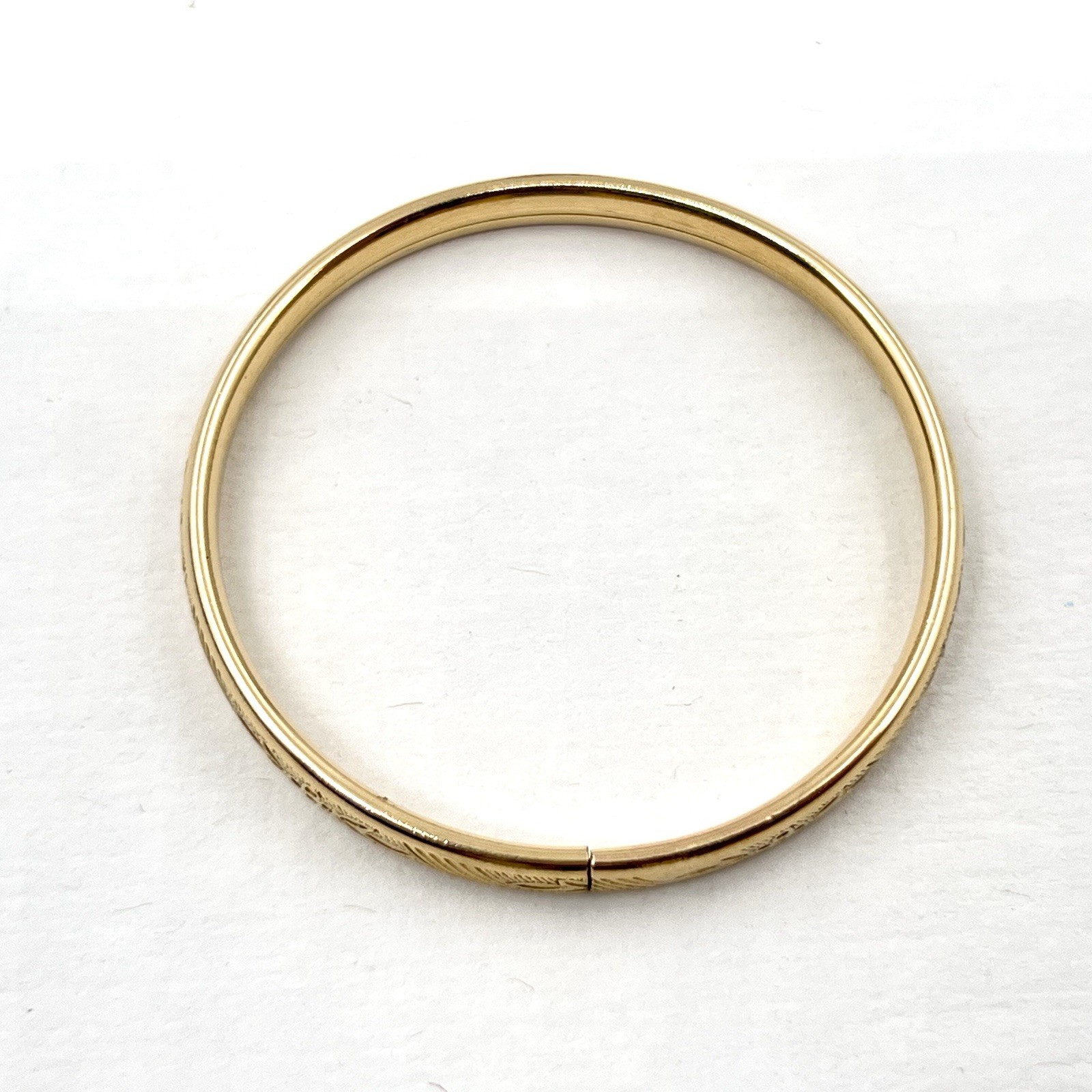 14/20 Gold-Filled Engraved Floral Pattern Vtg 5mm Bangle 5-1/4″ Baby Bracelet