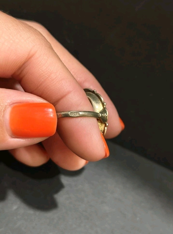 Vintage Gilt Silver Engagement Ring 875 soviet Women’s Jewelry
