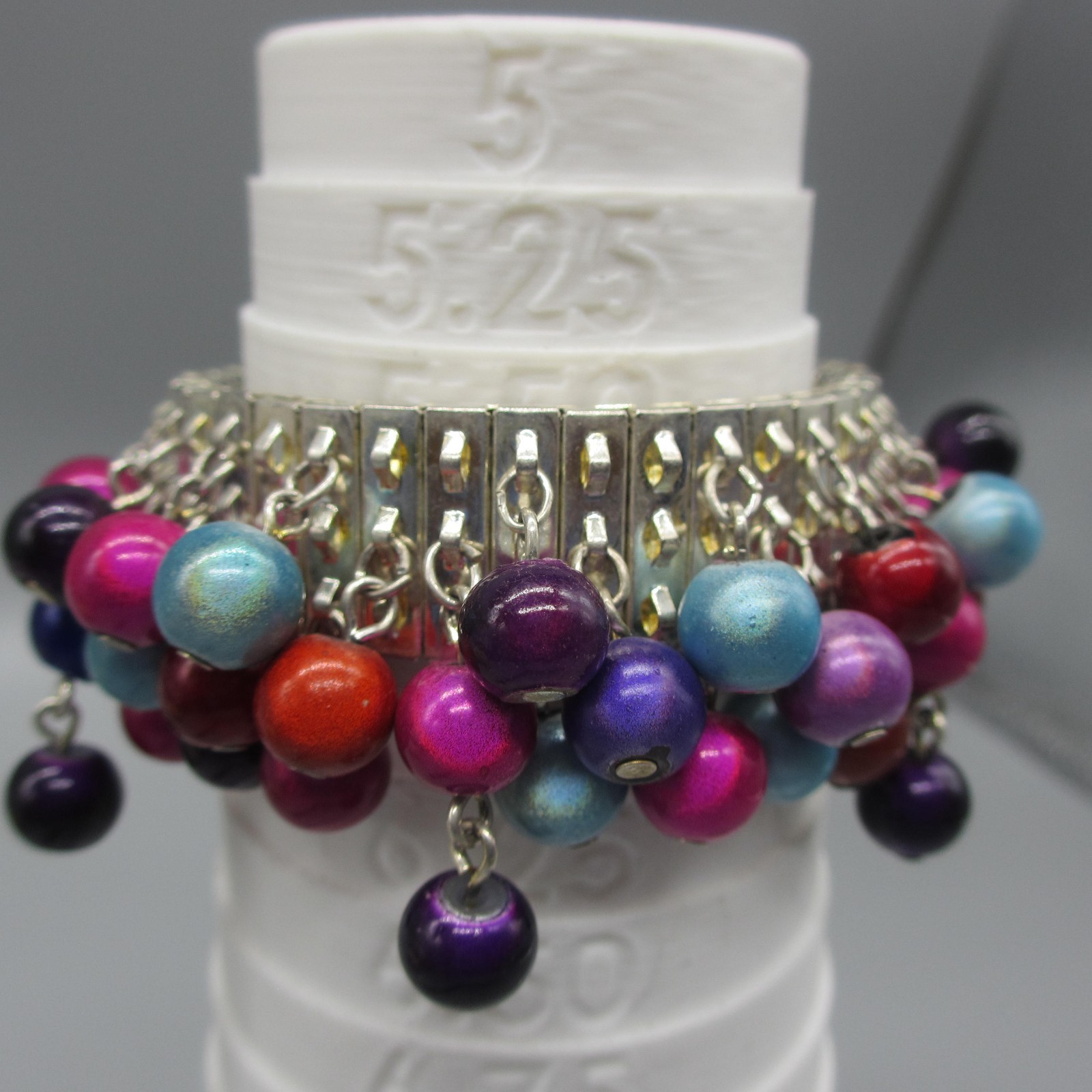 Vintage Cha Cha Expansion Bracelet Beads Red Purple Pink Blue