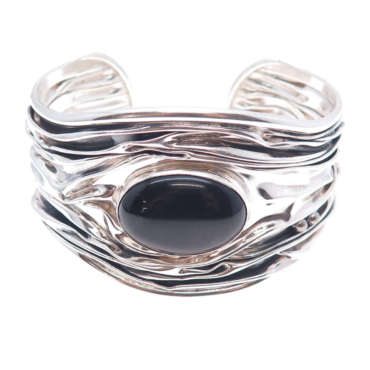 DOMINIQUE DINOUART 925 Sterling Silver Vintage Mexico Black Onyx Bracelet 7.75″