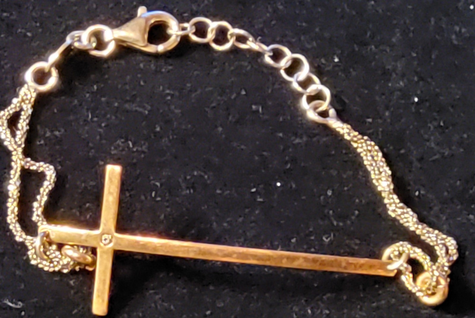 Vtg Dyadema Italtin Sterling Silver Sideways Cross , Small Stone In Center 7″