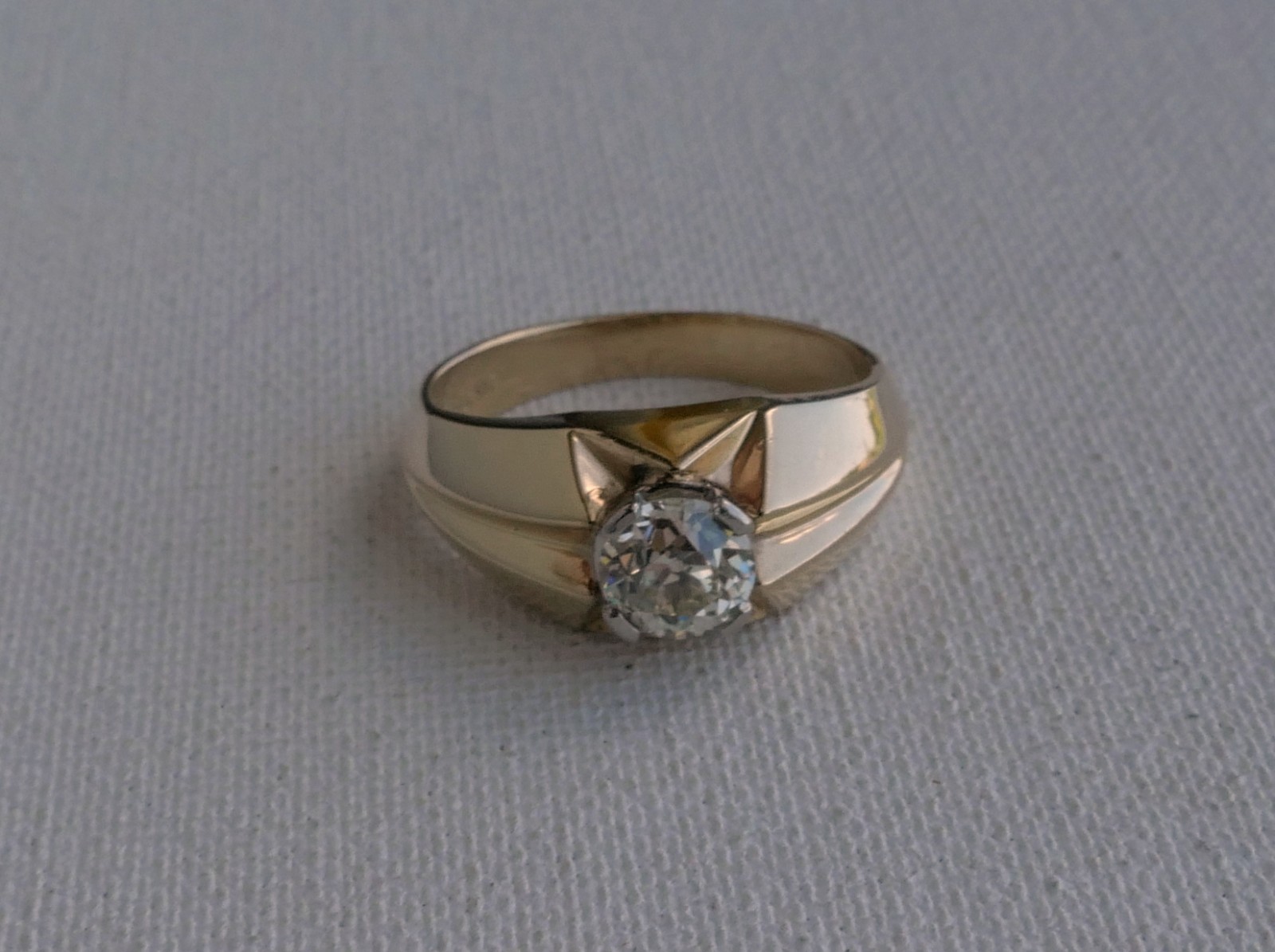 Vintage 14K Yellow Gold 0.90 Ct Old European Cut Diamond Ring 5.3 Gr Sz 8.75