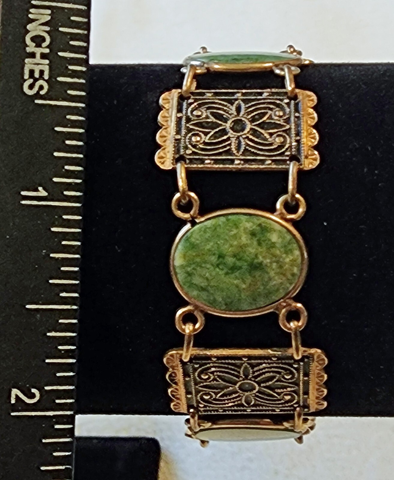 Jadeite & 1/20 12K Gold Filled 1934-1950’s Bracelet by Binder Brothers
