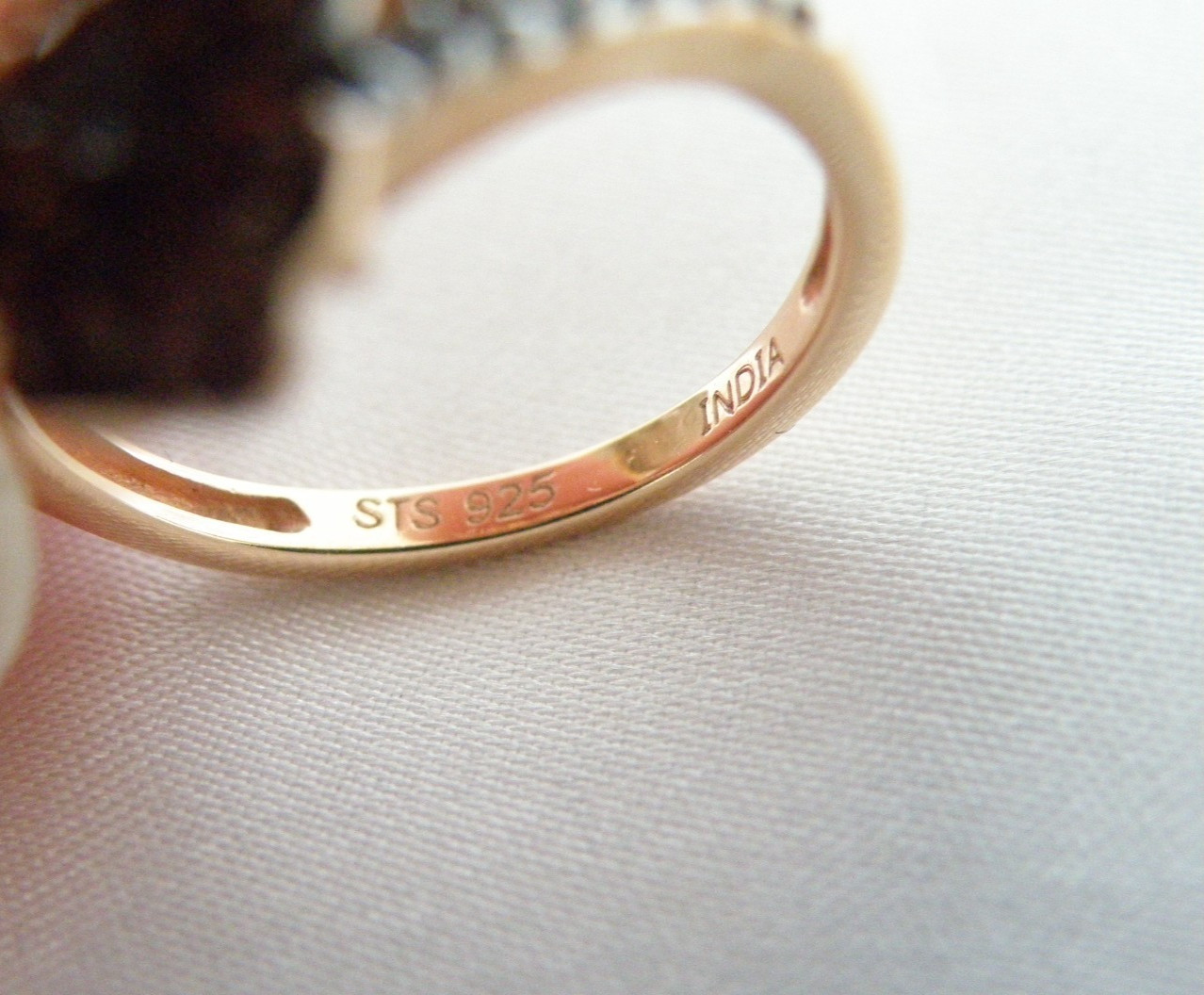 Sterling Silver 925 Rose Gold on Morganite Quartz Antique Style Ring Size 6