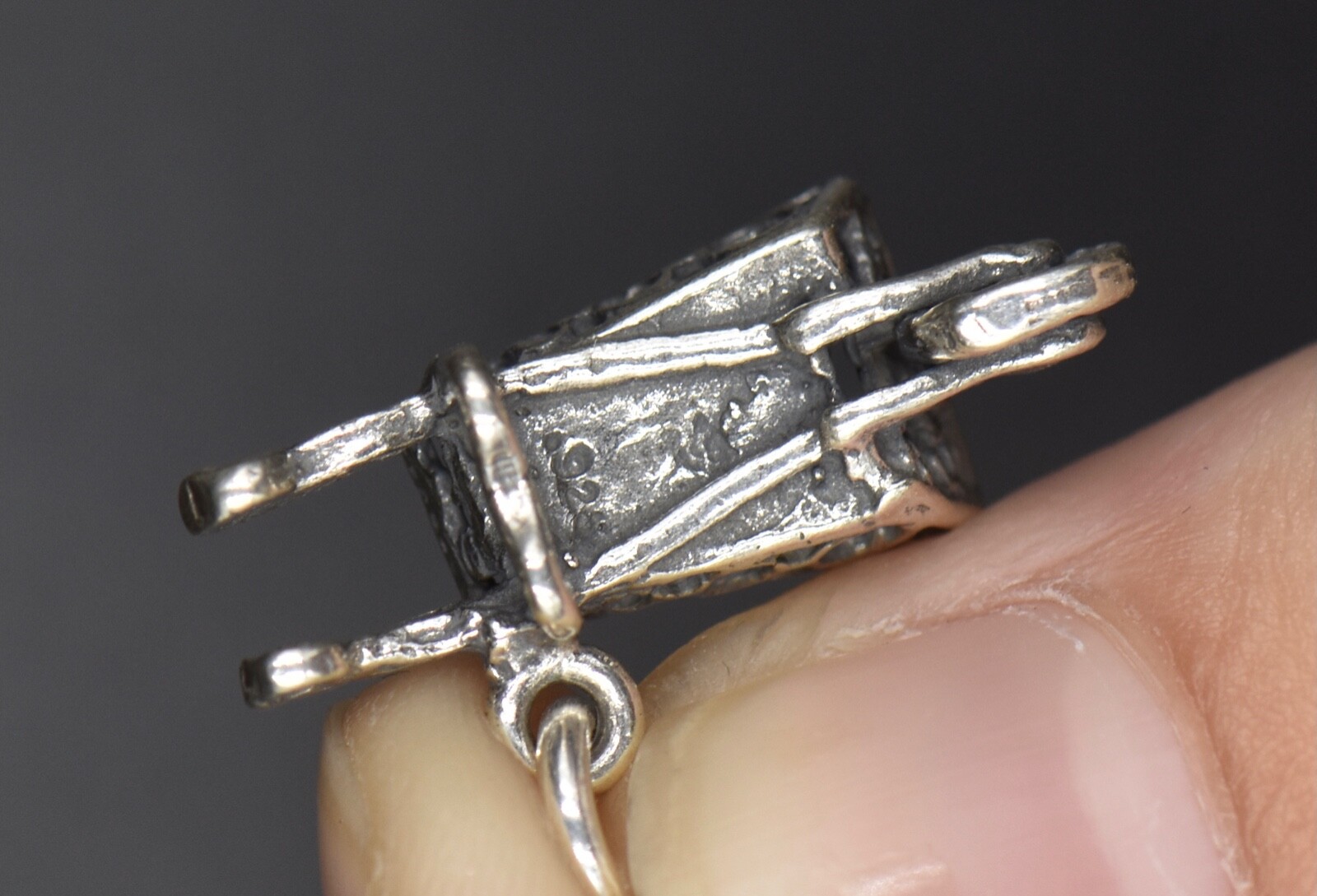 VINTAGE WHEELBARROW STERLING SILVER CHARM FOR CHARM BRACELET