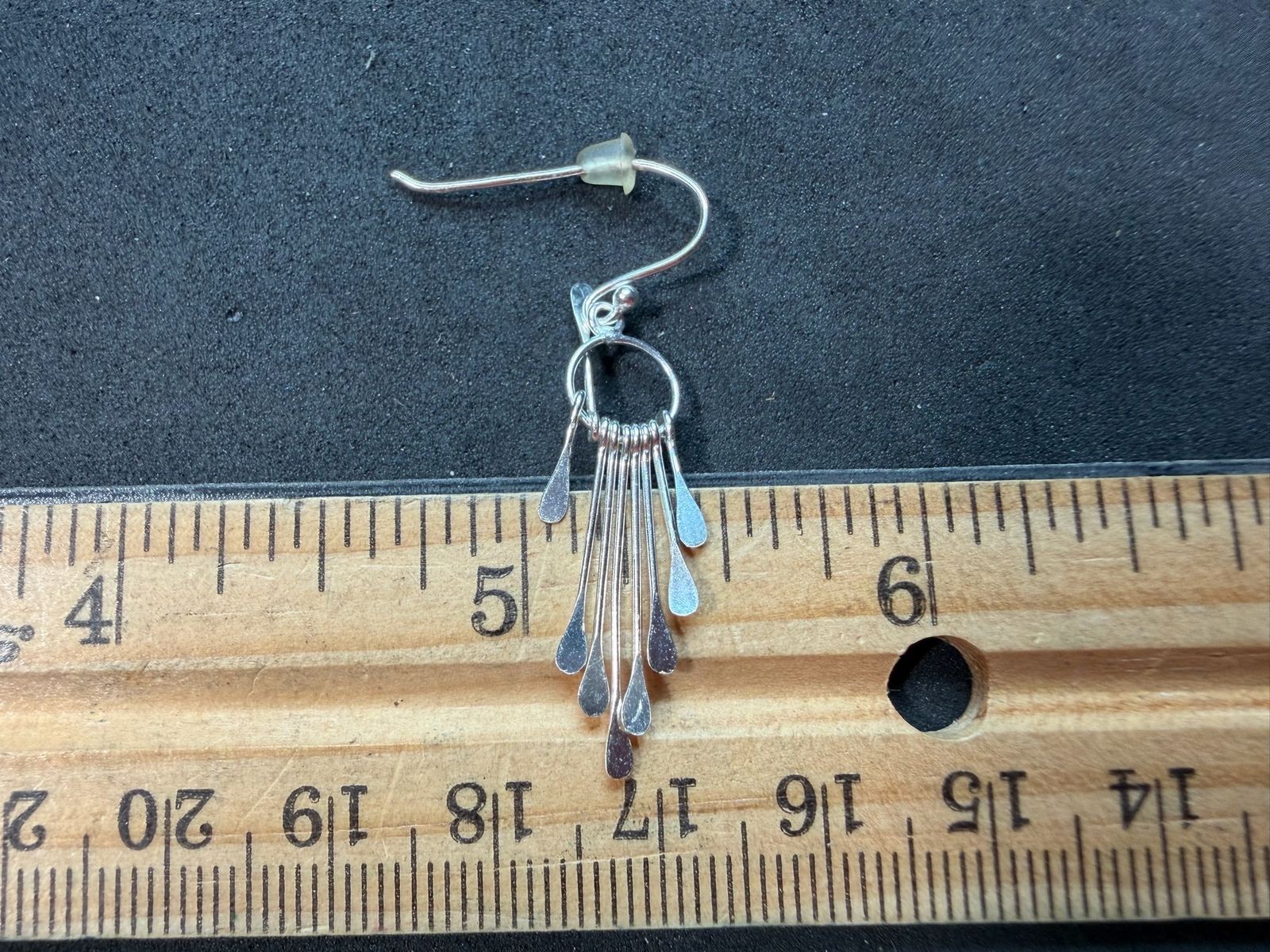 1.45g Vintage Sterling Silver 925 Dangle Drop Fringe Earrings Lightweight M