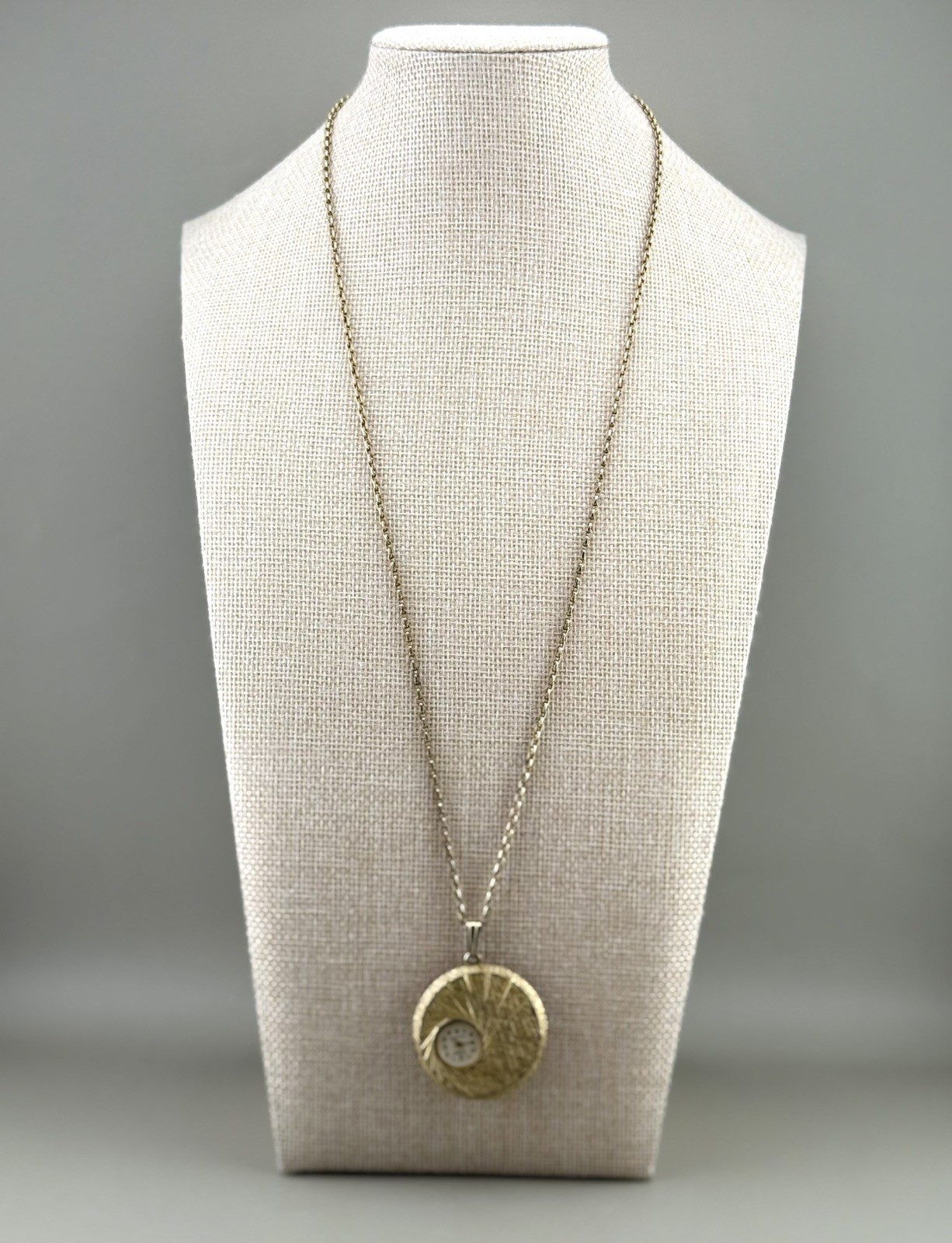 Vintage Dorset Swiss Pendant Watch Mid Century Atomic Starburst Manual 25″ Chain