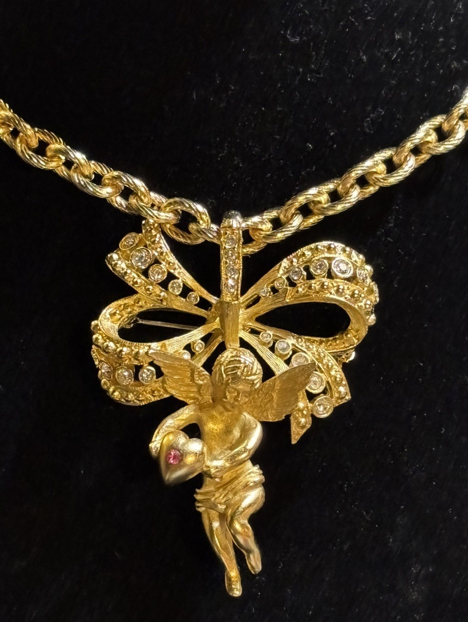 Camrose & Kross JBK Jacqueline Kennedy Angel Cherub Necklace Pendant Brooch Pin