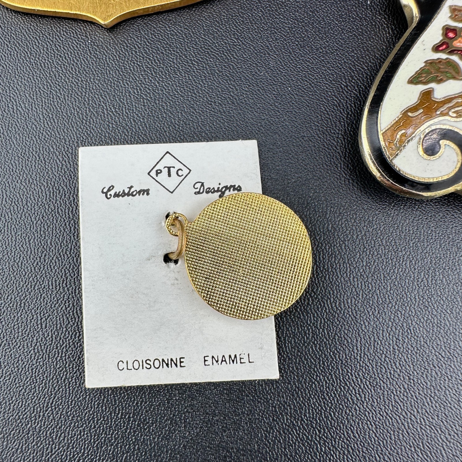 Vintage Cloisonne Enamel Pendant Lot LG Heavy Medallions Puffy Peacock WWII 71st