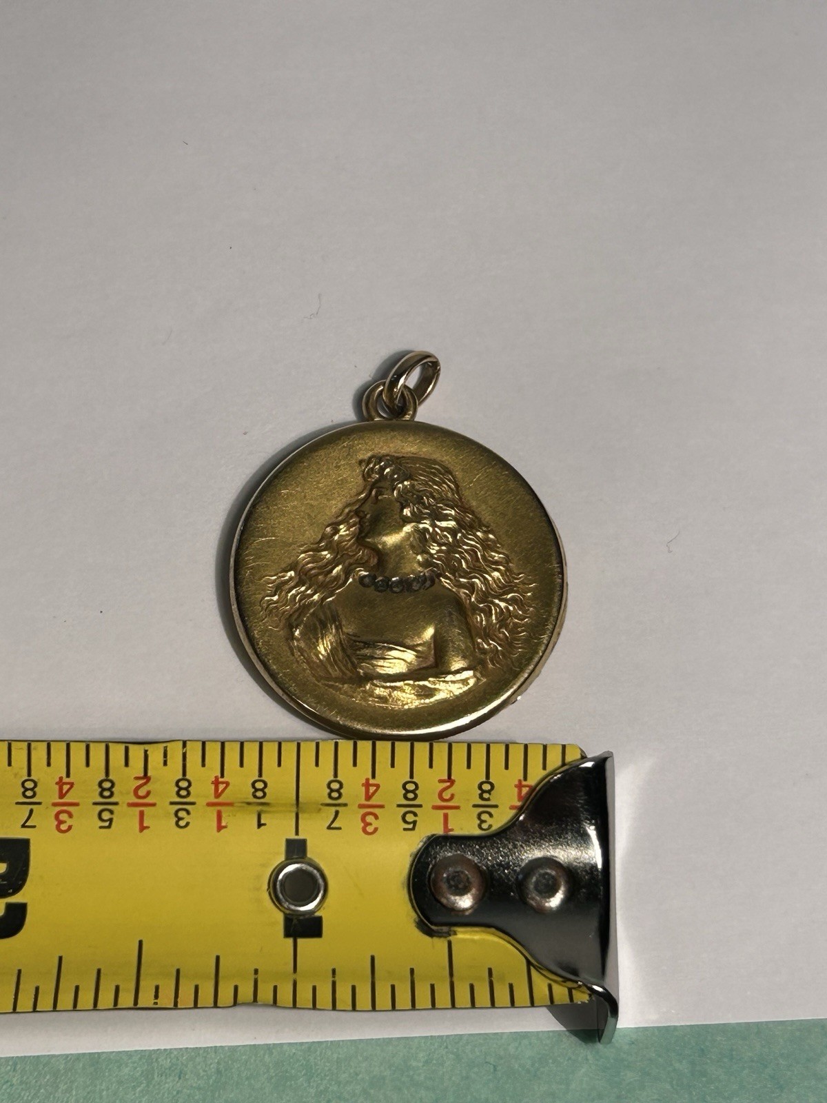 Vintage Art Nouveau Gold Filled Lady Portrait Round Locket Pendant