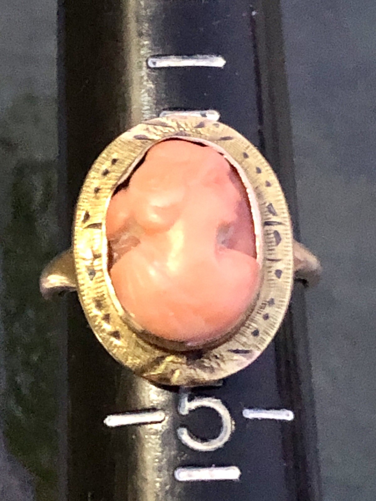 Antique Victorian 10K Solid Gold Coral Cameo Ring! Sz 4.25 Grandma’s Estate