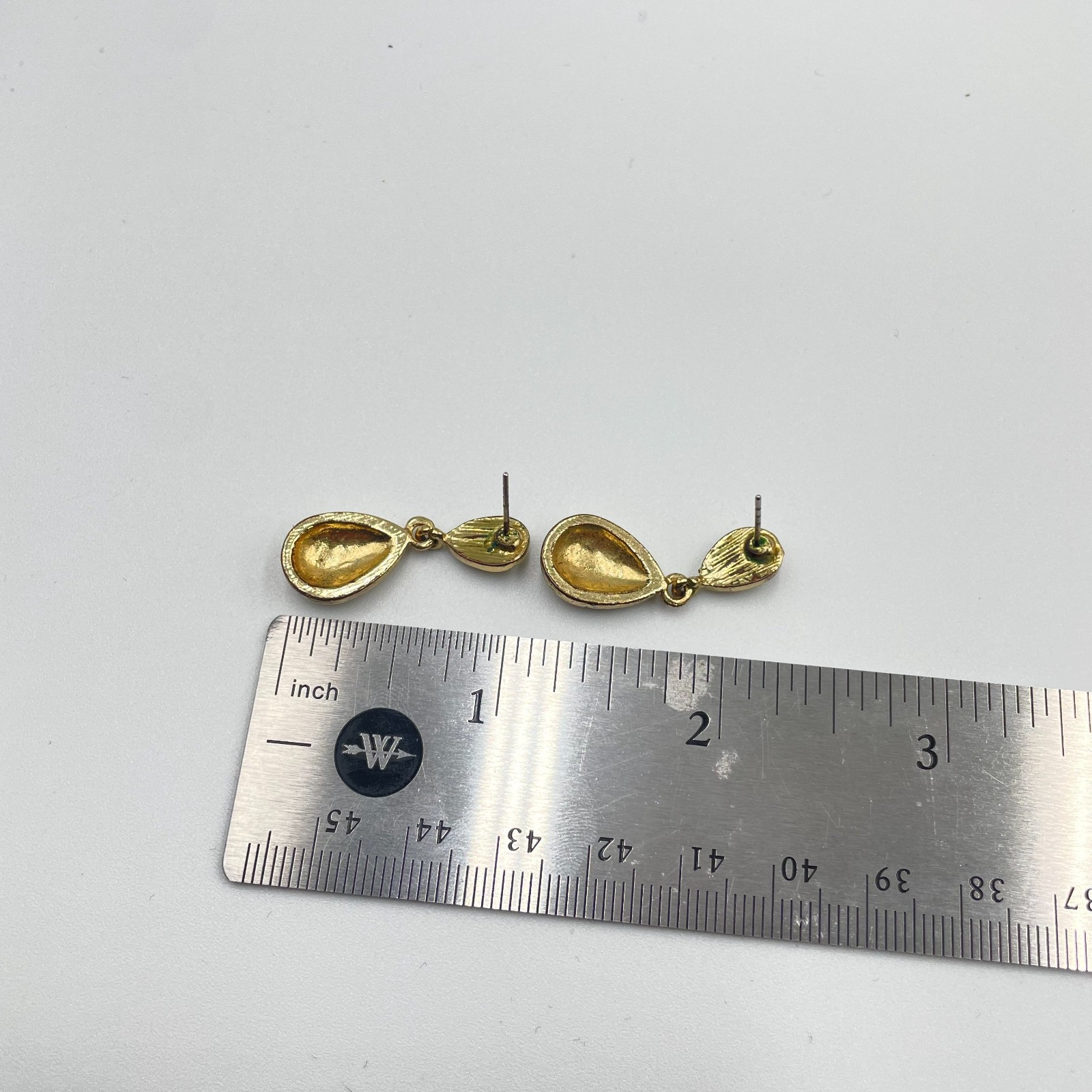 Vintage Gold-Tone Classic Polished Double-Tier Teardrop Dangle Drop Earrings