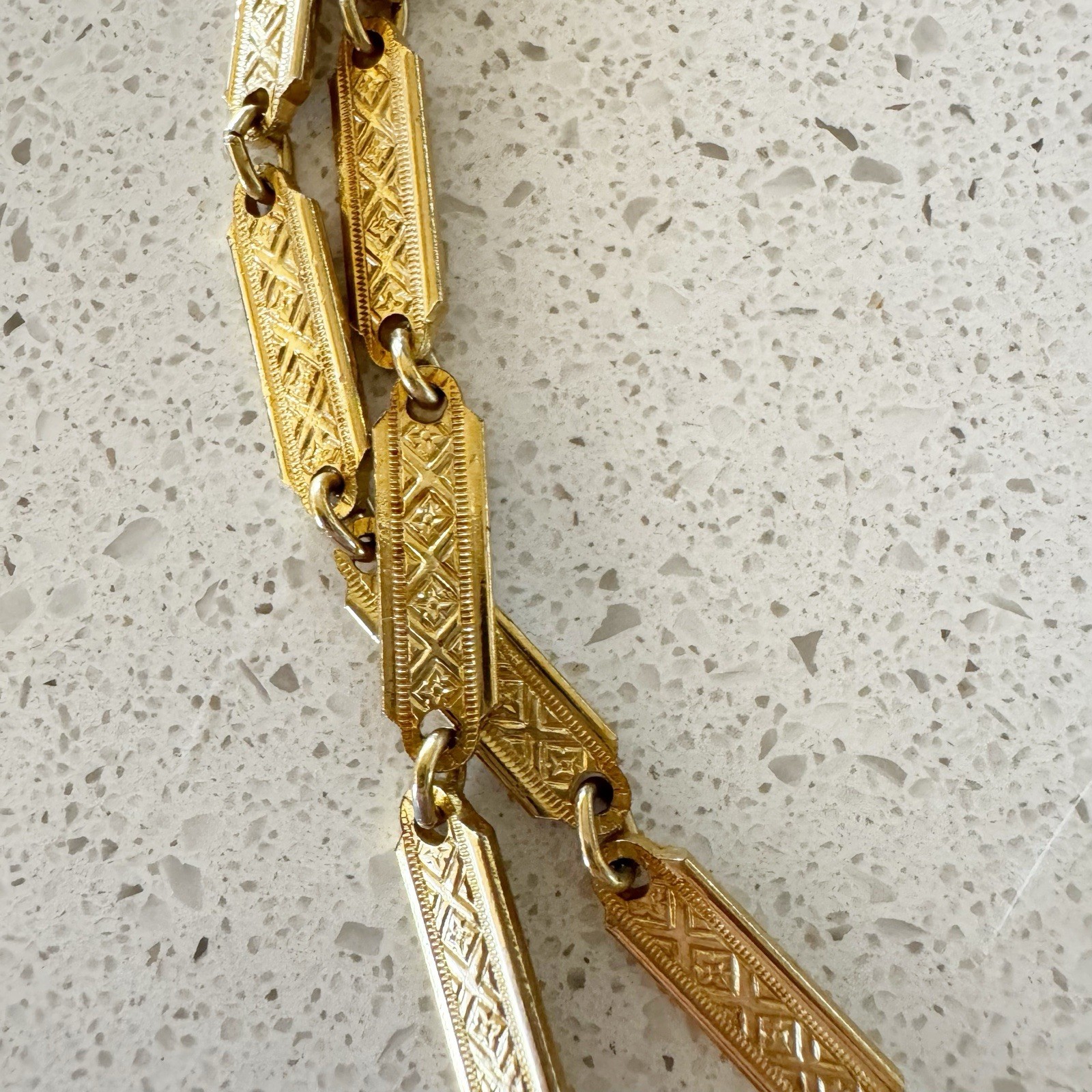 Vintage Gold Tone Plated Chain Link Textured Two Strand Necklace