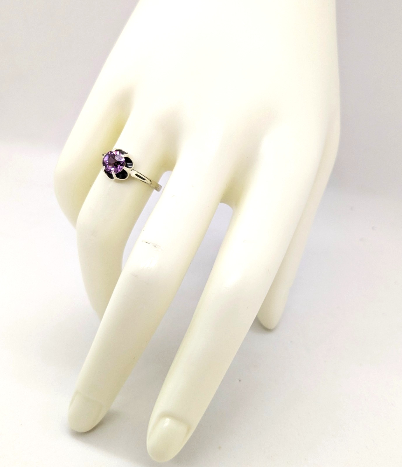 Vintage Soviet RING Silver⭐875 stamp Star with AMETHYST Stone -size: 7.25US| #11