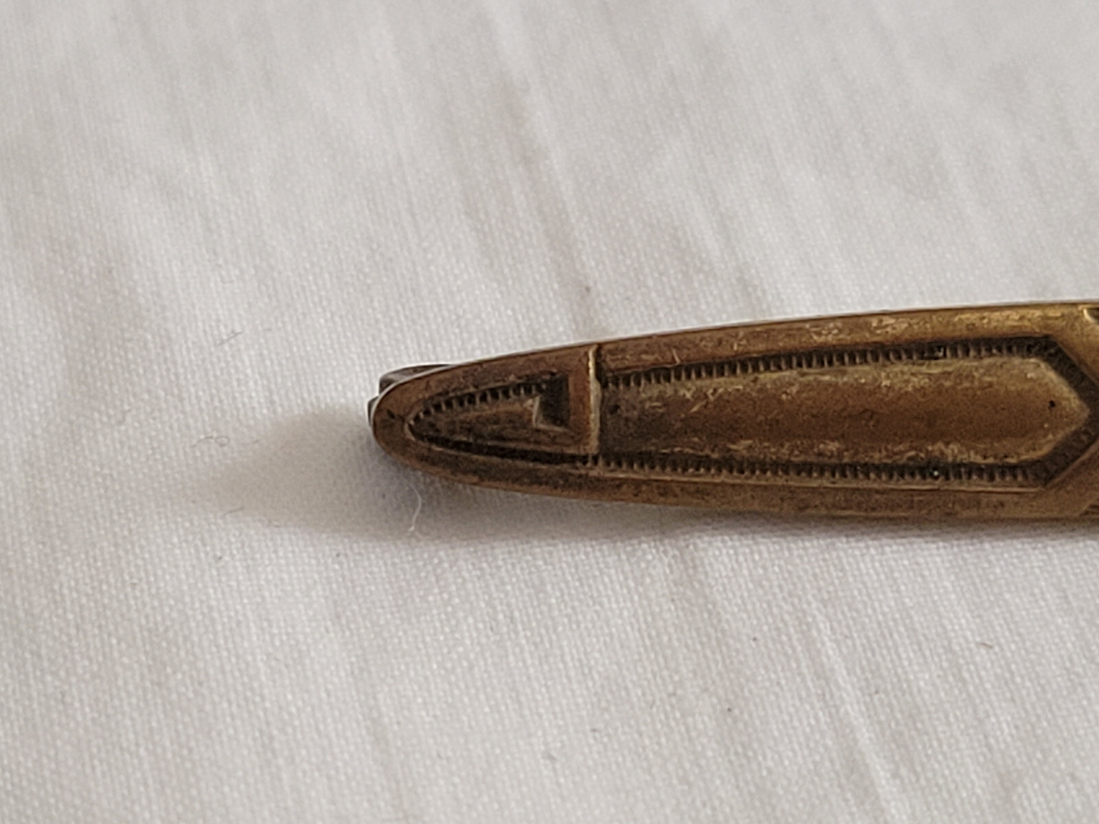 Vintage Art Deco Geometric Pattern Solid Brass Bar Pin Safety Pin Clasp 2.25″ L