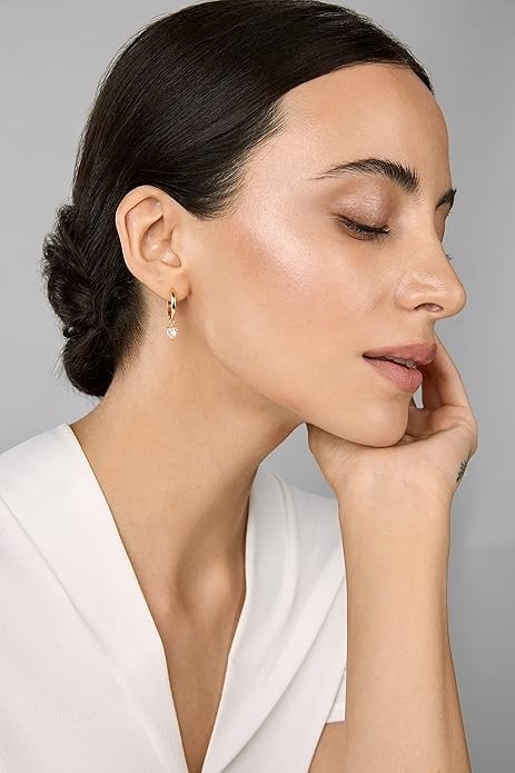 Solitaire Simulated Diamond Dangle Clip-On Austrian Zirconia Earrings Women Girl