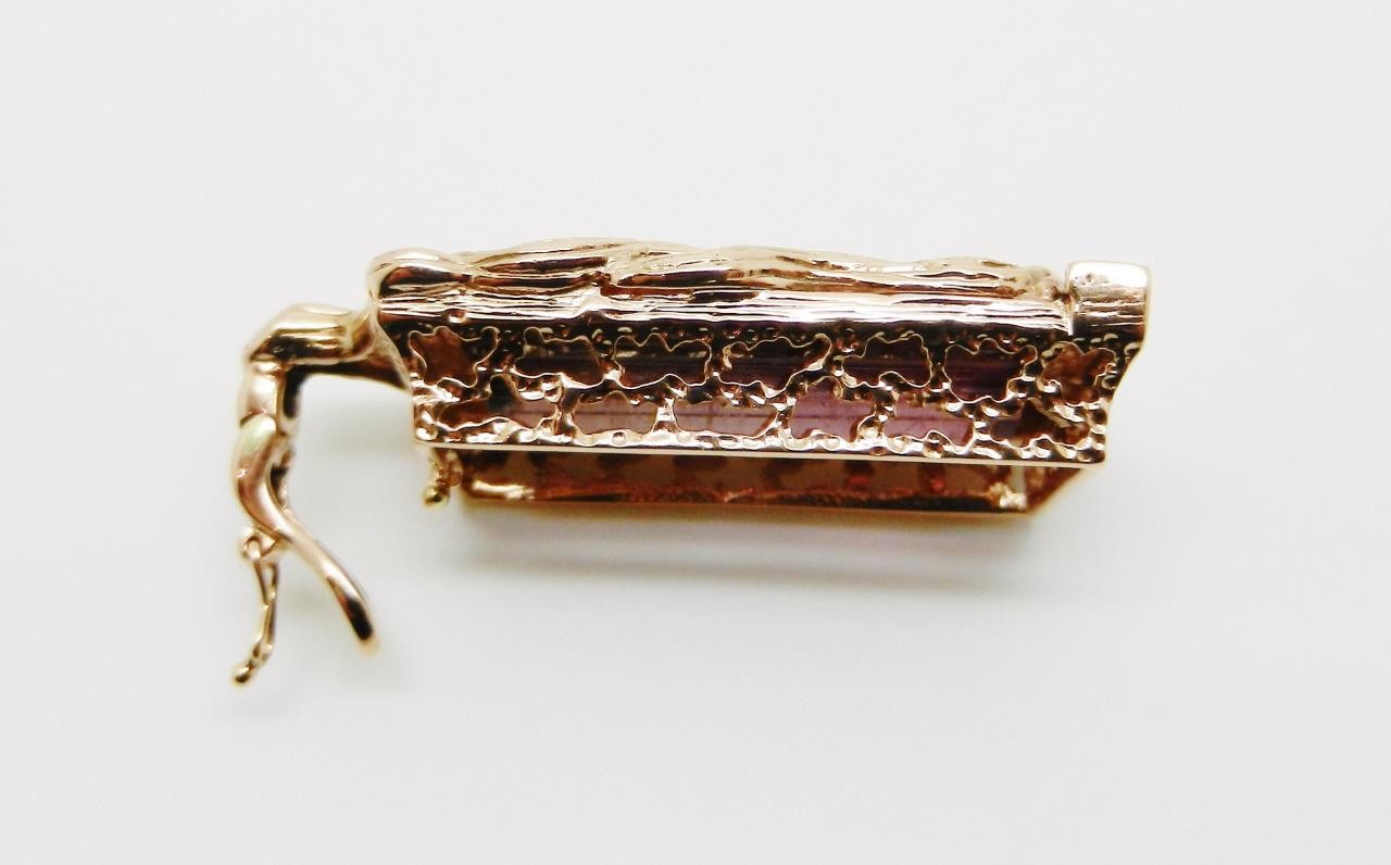 18K Rose Gold Vintage 26.21 Carats Pink Tourmaline Diamond Enhancer Pendant
