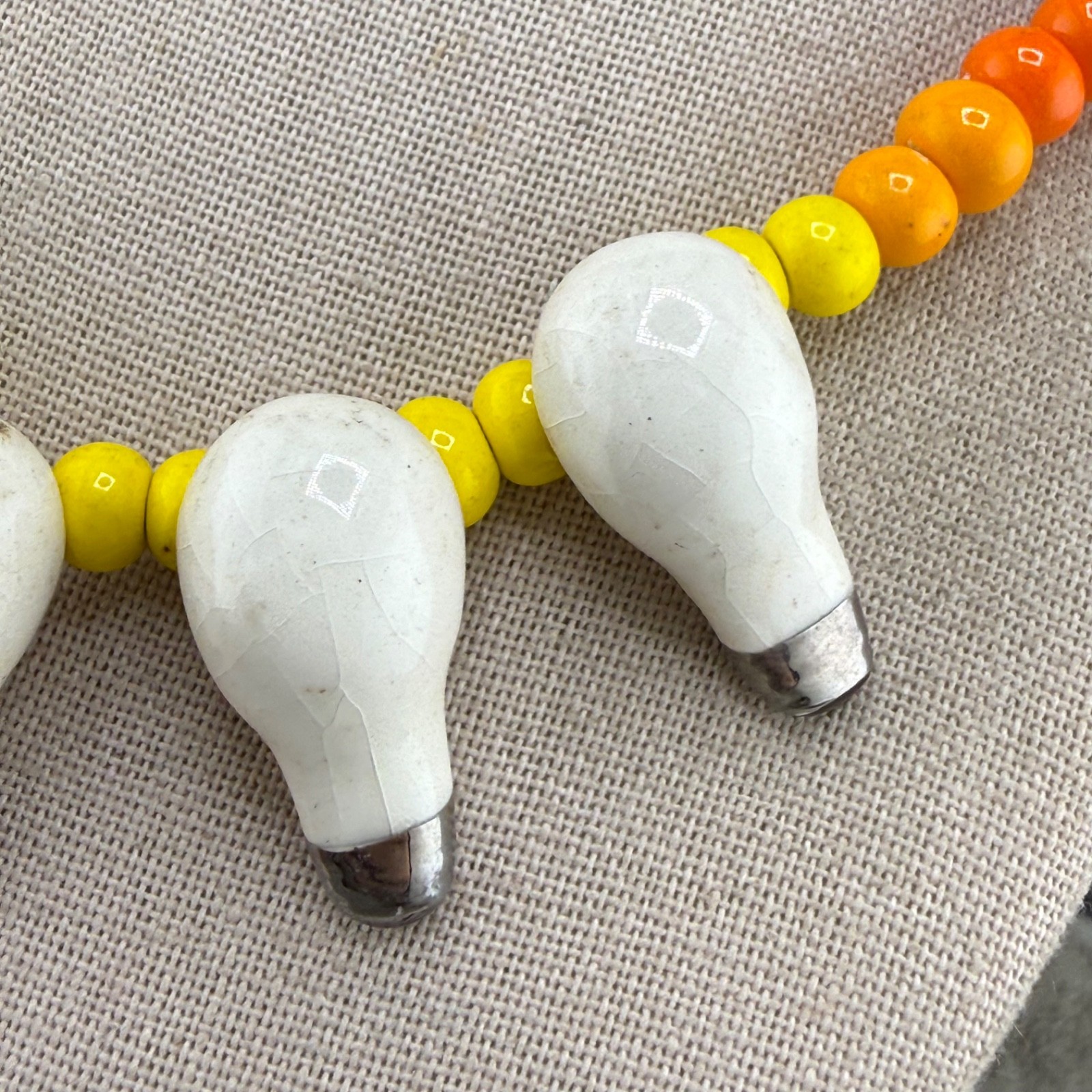 Vintage Flying Colors Necklace Ceramic Beaded Lightbulb 16”