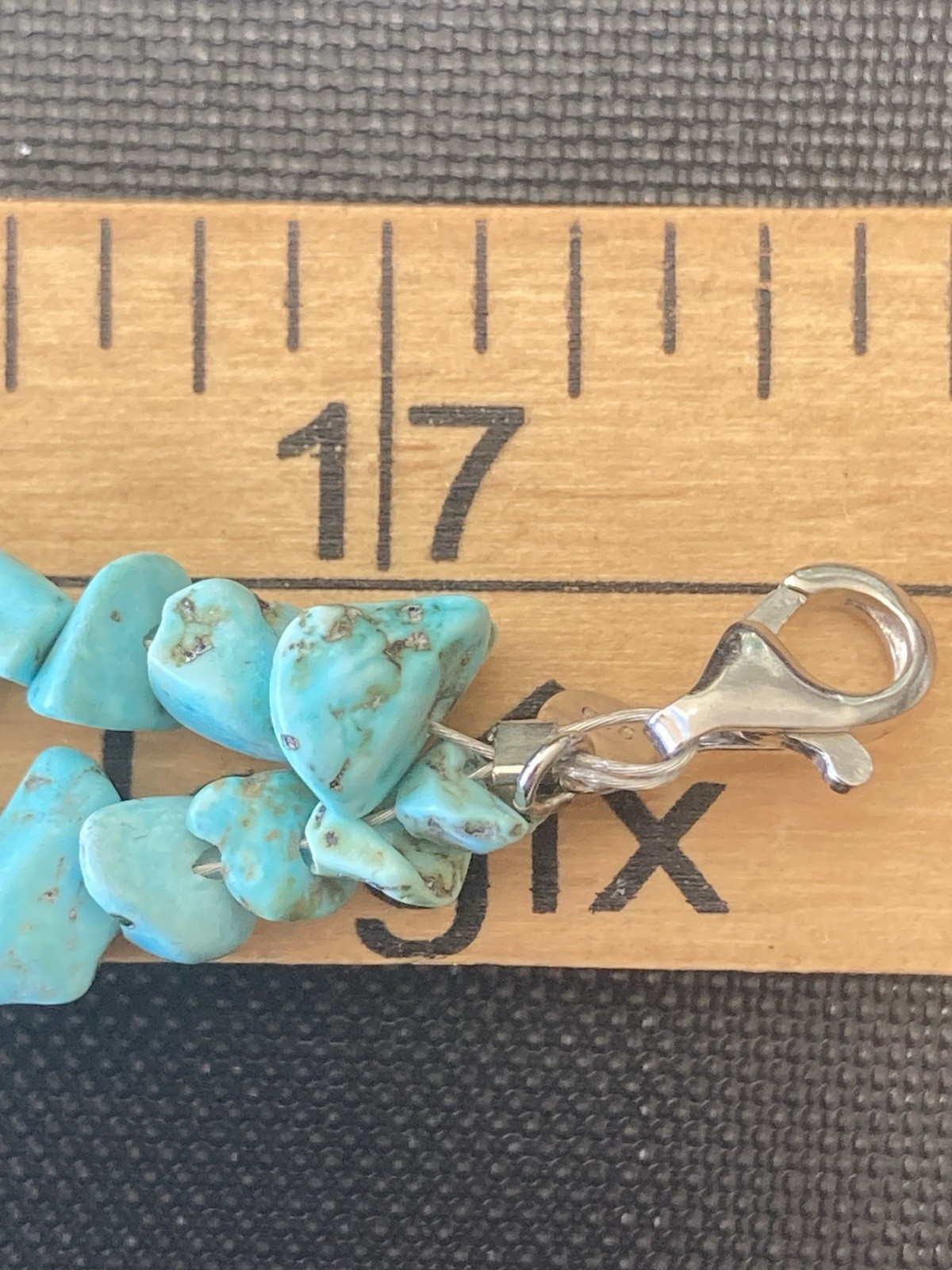 Blue Stone Statement Necklace 17″ Turquoise Sterling Chucky Southwestern ATI 925