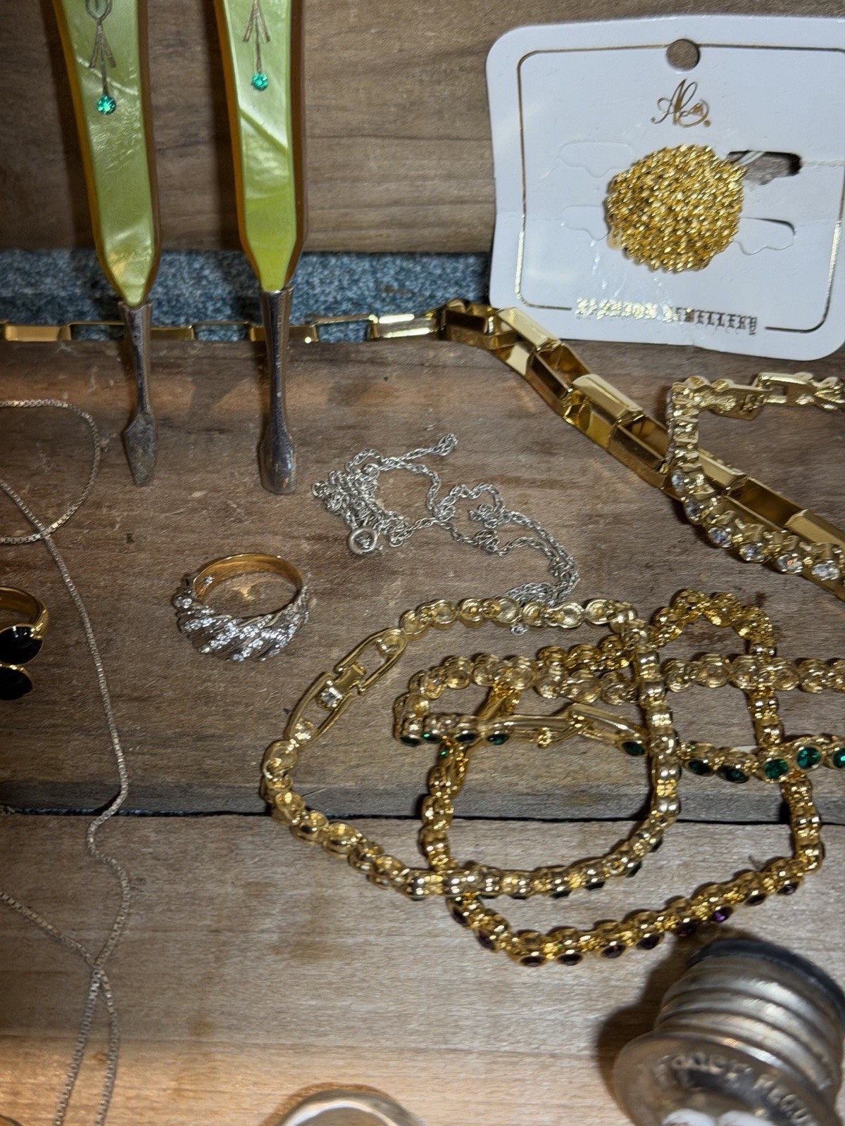 Estate Jewelry Lot: Stacking Sterling Rings Jewel Kit Box Vintage Costume