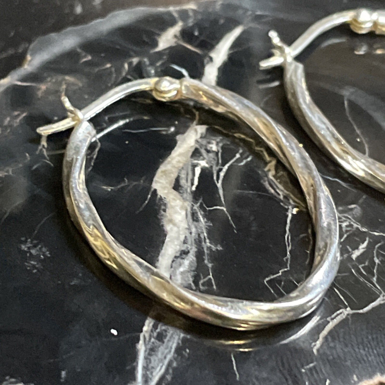 Vintage Sterling Silver Rope Twist Pattern Hoop Earrings