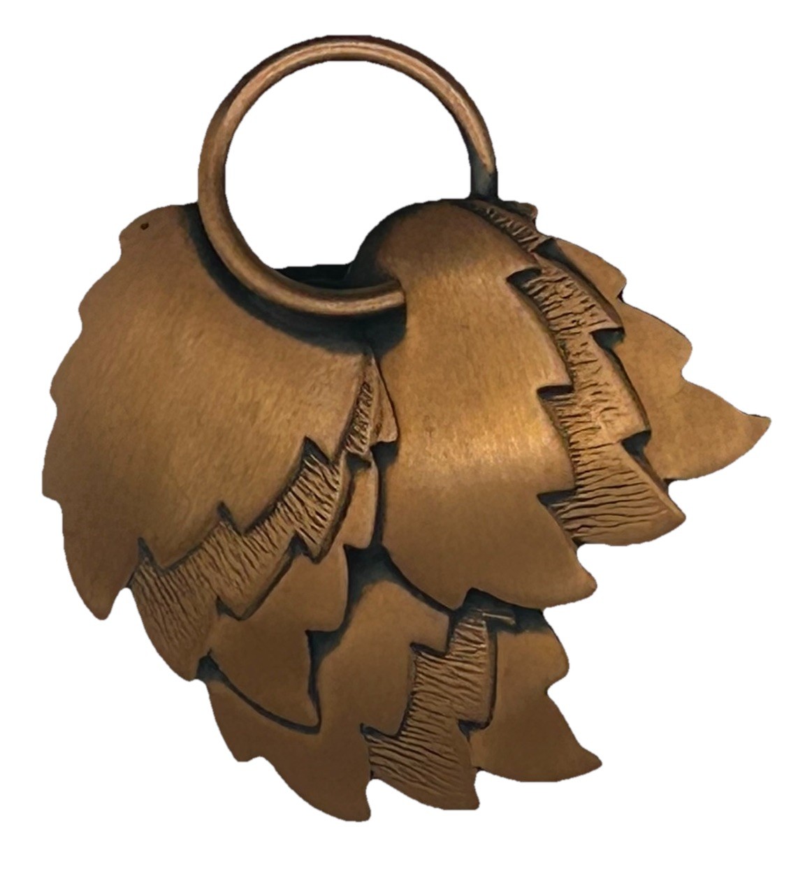 Vintage Copper Leaf Bracelet Brooch Set Modernist Mid Century 8” Nature Design