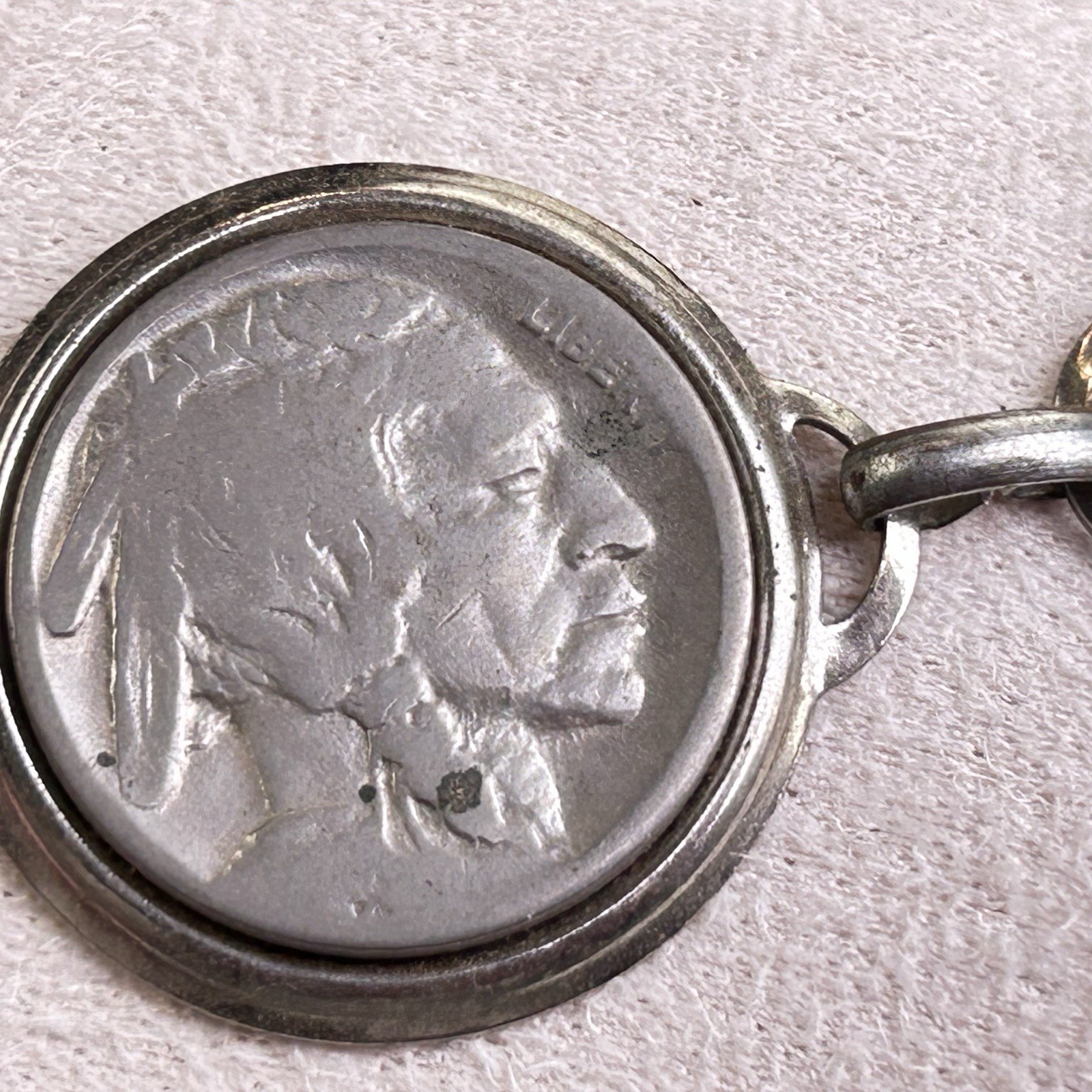 Vintage Indian Head Buffalo Nickel Coin Link Bracelet Silver Tone USA